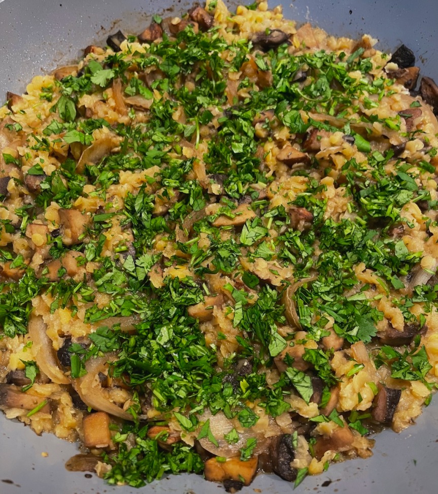 Onion Mushroom Dal with Sri-Lankan Inspired Seasoning